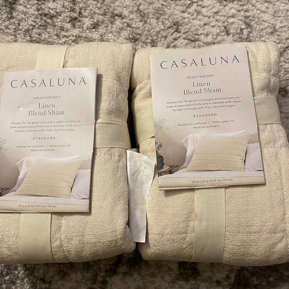 Casaluna Bedding 2 Heavyweight Linen Quilted Pillow Shams Casaluna